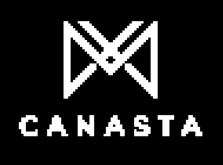 Canasta logo featuring a stylized envelope icon with white lines on a black background